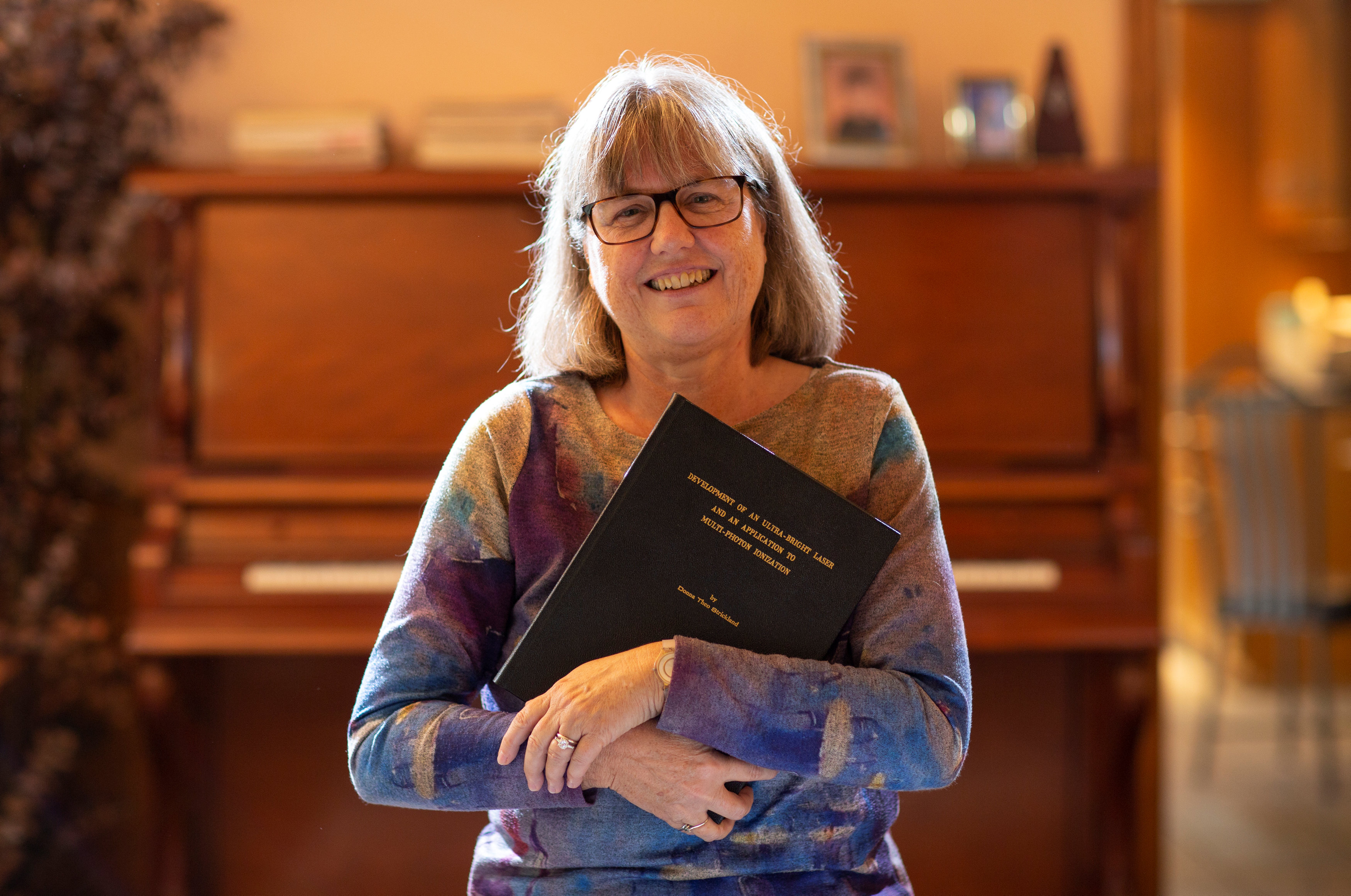 Donna Strickland speaks on the phone after winning the Nobel Prize for Physics